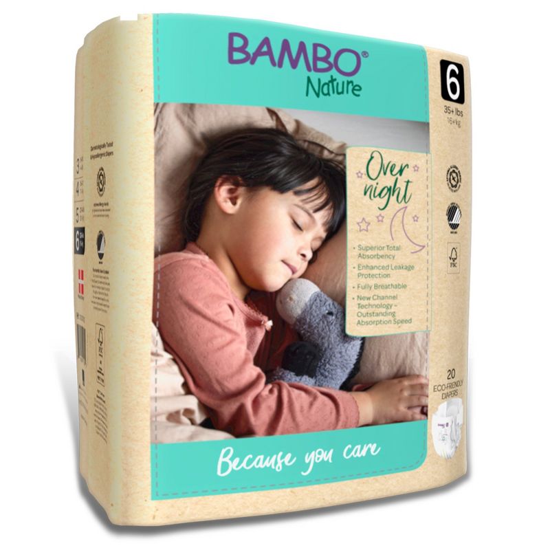 Bambo Nature Overnight Diapers, Disposable, Eco-Friendly, Size 6, 20 Count, 8 Packs, 160 Total, 4 of 6