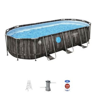 Coleman Power Durable Steel Frame Swim Vista Series II 20' x 10' x 48" Above Ground Outdoor Swimming Pool Set with 1000 GPH Filter Pump and Ladder