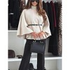 Women's Cape Coat Stand Collar Fall Winter Jacket with One Button Closure Elegant Outerwear - 3 of 4