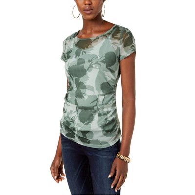 I.N.C International Concepts Womens Leaves Embellished T-Shirt, Green, X-Small