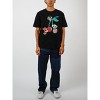 Powerpuff Girls Cherry Glitter Print Crew Neck Short Sleeve Black Adult T-shirt-XL - 3 of 3