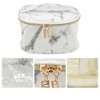 Unique Bargains Makeup Bag Cosmetic Travel Bag Make Up Brush Organizer Bag Marble Makeup Storage Toiletry Bag for Women 8"x6"x5" 1 Pcs - 3 of 4