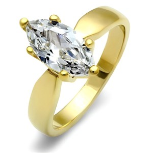 Slickblue Women’s Marquise-Cut CZ Engagement-Inspired Gold Ring – Stainless Steel, IP Gold Plating, Sizes 5-10 - 1 of 4