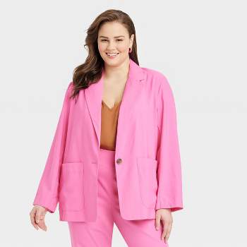 Women's Relaxed Fit Spring Blazer - A New Day™ Pink 4X