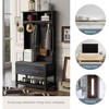 Hall Tree, Coat Rack with 4 Hooks and 2 Drawers 69 Inch 4-in-1 Design Storage Shelf Shoe Bench for Entrance, Hallway Coat Hanger Black - 4 of 4