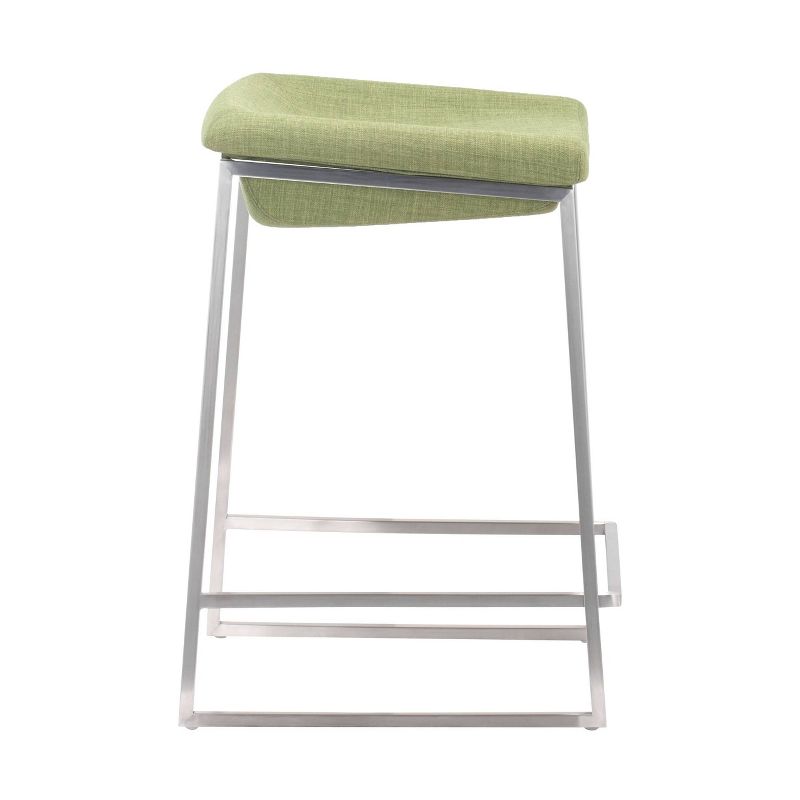 24&#34; Set of 2 Contemporary Sleek Modern Counter Height Barstools Green - ZM Home, 4 of 10