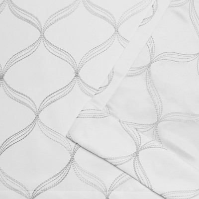 Amelia White Embroidered Blackout Grommet Curtain Panels 52x84