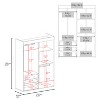 Denver Adjustable Armoire, Rods, Double Door Cabinet, Three Drawers, Two Shelves White - 4 of 4