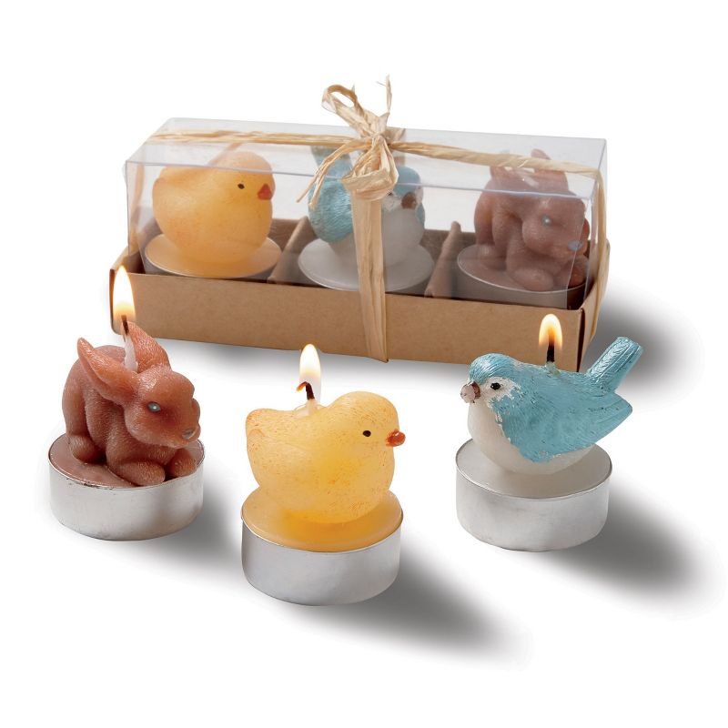 tagltd Spring Friends Tealights Set Of Metal Holder Hand Painted Design In Giftable Packaging Easter Bunny Chicken Home Decor 2 x 2 x 1.3 Inches., 2 of 4