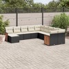 vidaXL 12 Piece Patio Sofa Set with Cushions Black Poly Rattan - Black and Cream Without Table - 2 of 4