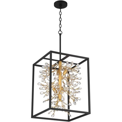 Modern Black and Gold Crystal Pendant Chandelier 19.5" Wide