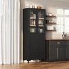Coucheta 71 Inch Tall Storage Cabinet, Kitchen Pantry 5 Tier Bathroom Cabinet with 4 Doors Adjustable Shelves for Kitchen(black, 4 Door with Glass) - 3 of 4