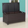 WELLFOR 50gal Outdoor Wicker Storage Box Container with Zippered Liner and 2 Wheels Mix Brown - 2 of 4