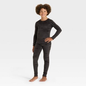 Kids' Halloween Bats Long Sleeve Snuggly Soft Pajama Set - Cat & Jack™ Gray - 1 of 4