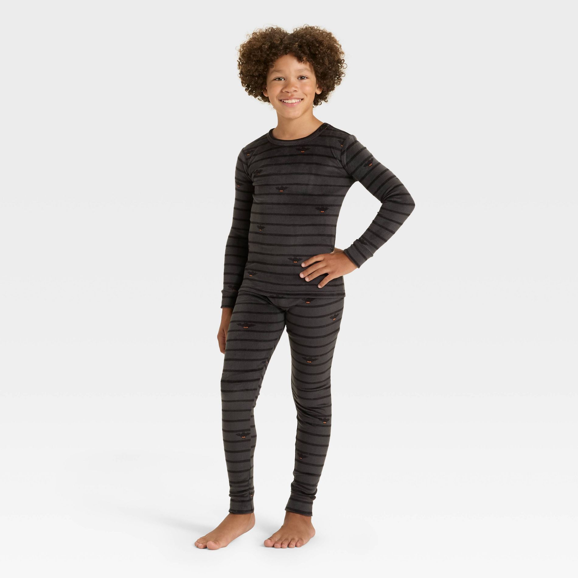 Kids' Halloween Bats Long Sleeve Snuggly Soft Pajama Set - Cat & Jack™ Gray 4