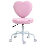 HOMCOM Heart Love Shaped Back Design Office Chair with Adjustable Height and 360 Swivel Castor Wheels, Pink