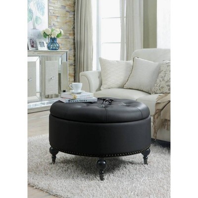 Keller Round Ottoman Chic Home Target, Cream Colored Leather Ottoman