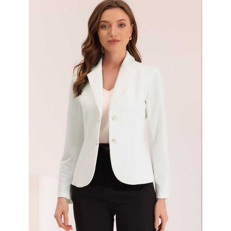 Allegra K Women's Elegant Work Office Lapel Collar Button Down Stretch Suit Blazer, 3 of 7