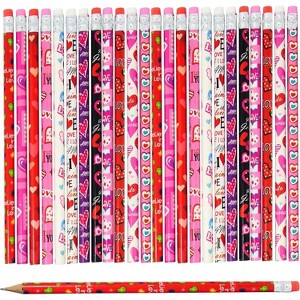 4E's Novelty Valentines Pencils for Kids 36 Pack Bulk Valentines Day Pencils for Classroom Gifts, Prizes for Party Favors - 1 of 4