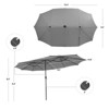 Tangkula 15FT Twin Patio Double-Sided Umbrella 48 Solar LED Lights Crank Outdoor Turquoise - 4 of 4