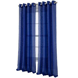 RT Designers Collection Dexter Linen Texture Grommet Sheer Light Filtering Window Curtain Panel 54" x 90" Navy - 1 of 4