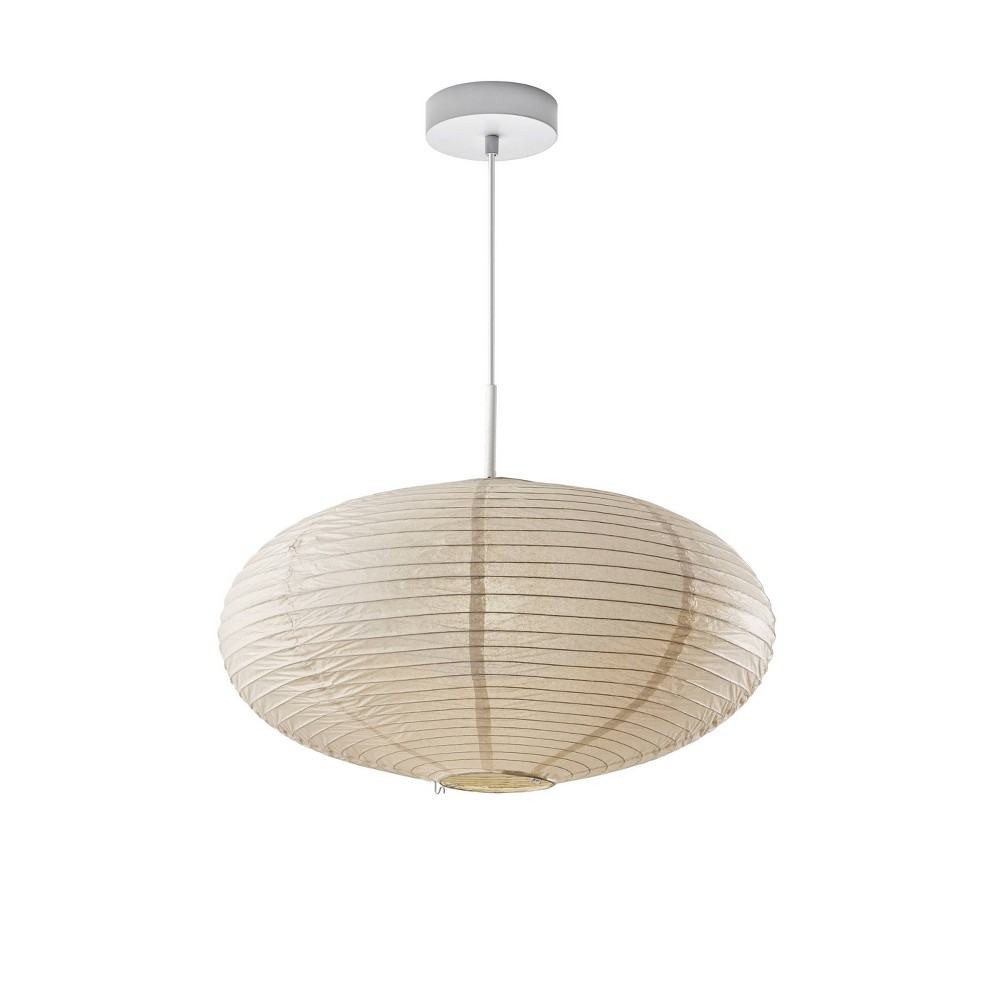 Alana Large Pendant White - Adesso: Modern Off-White Drum Shade, ETL Listed, Metal Base