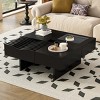 1pc Modern Coffee Table, Solid Wood & Glass Storage Table, Square Design with 3 Drawers for Living Room Use - Coolbibila - 3 of 4