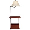 Regency Hill Marville Mission Rustic Farmhouse Floor Lamp with End Table 55" Tall Wood Open Crate Swing Arm Off White Empire Shade for Living Room - 3 of 4