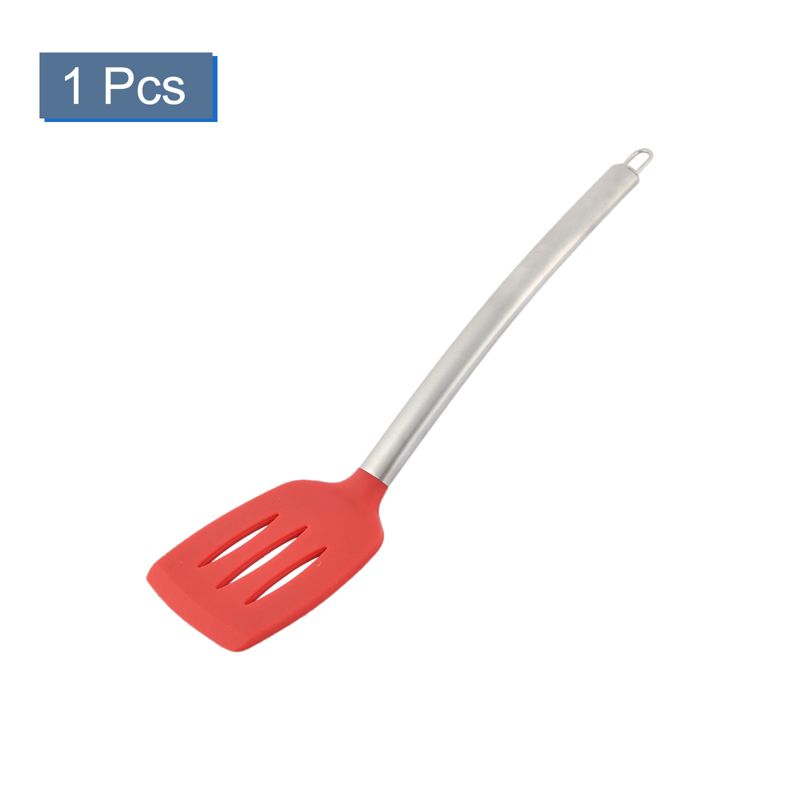 Unique Bargains Silicone Slotted Non Stick Heat Resistant Pancake Spatula Turner Red Silver Tone 1 Pc, 4 of 5