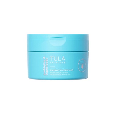 TULA SKINCARE Breakout Breakthrough Acne Maximum Strength Biodegradable Toner Pads - 3.8oz/30ct - Ulta Beauty