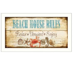 Beach House Rules By Mollie B., Printed Wall Art, Ready To Hang Framed Poster, White Frame - 1 of 3
