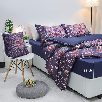 5 Pcs Polyester Bohemian Bedding Sets King Red - PiccoCasa