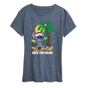 Women's - Lilo and Stitch - Deck the Palms Christmas Short Sleeve Graphic T-Shirt - 1 of 4