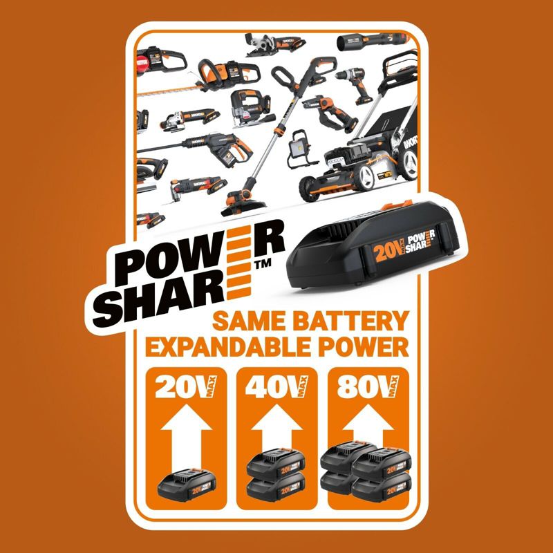 Worx WG911 Power Share 40V Lawn Mower and 20V Grass Trimmer (WG743 and WG163), 3 of 9