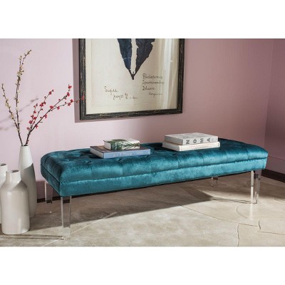 Abrosia Cyan Transitional 63'' Tufted Bedroom Bench with Acrylic Legs