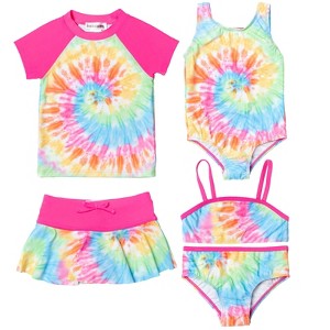 Trolls Kindi Kids JoJo Siwa Poppy Unicorn Girls One Piece Bathing Suit Bikini Top Rash Guard Skirt and Bottom 5 Swimsuit Set Toddler - 1 of 4