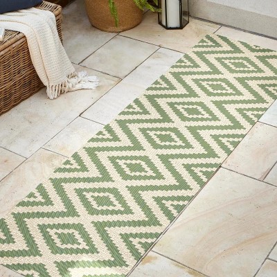 Sintra Diamond Green and Cream Reversible Synthetic Rug