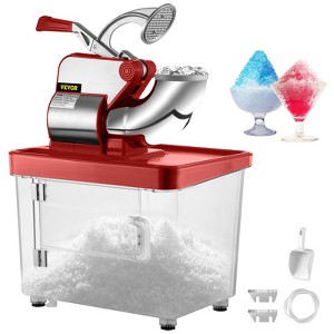VEVOR 110V Commercial Ice Crusher 440LBS/H, ETL Approved 300W Electric Snow Cone Machine with Dual Blades, Stainless Steel Shaved Ice Machine, Red - 1 of 4