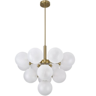 PAKOKULA Modern 13-Light Gold Cluster Bubble Chandelier with Globe Frosted Glass Shades