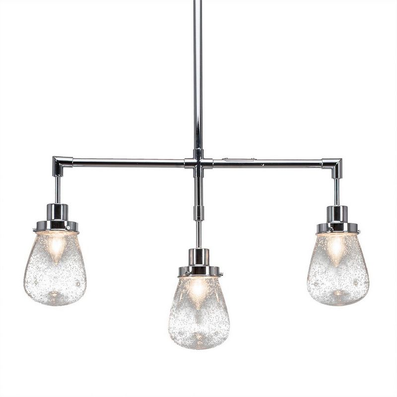 Toltec Lighting Meridian 3 - Light Island Pendant Light in  Chrome with 5" Clear Bubble Shade, 1 of 2