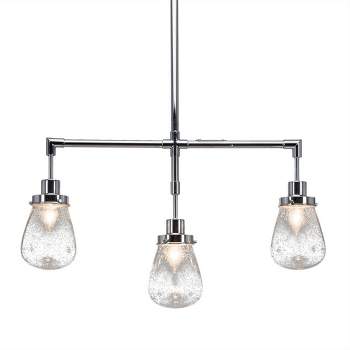 Toltec Lighting Meridian 3 - Light Island Pendant Light in  Chrome with 5" Clear Bubble Shade