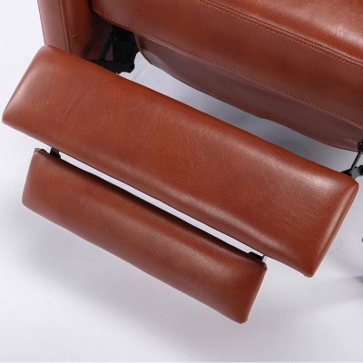 Mid-Century Caramel Leather Push-Back Recliner