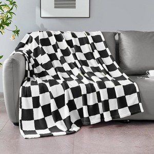 Lomsoe Checkered Blanket Flannel Throw Blankets Soft Cozy Checkered Grid Print Chessboard Pattern Throws for Bed Sofa Couch. - 1 of 4