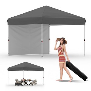 10x10 Pop-Up Canopy Tent – Heavy Duty Commercial Instant Outdoor Shelter with One-Person Setup and Adjustable Height, Black - 1 of 4