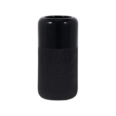Sagebrook Home Ceramic Vase Contemporary Grooved Design Decorative Table Accent