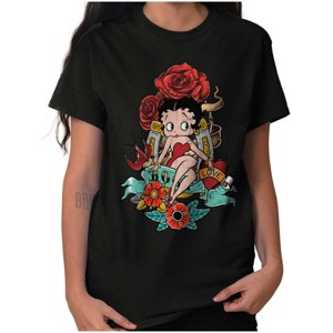 Women's Betty Boop Love Horseshoe Tattoo Graphic T Shirt Tees Brisco Brands - 1 of 4