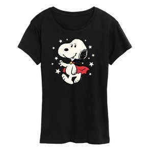 Women's - Peanuts - Snoopy Vampire Stars Glow In The Dark Short Sleeve Graphic T-Shirt - 1 of 4