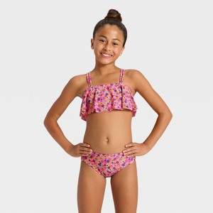 Girls' Fancy Floret One Piece Swimsuit - Cat & Jack™ Pink - 1 of 3