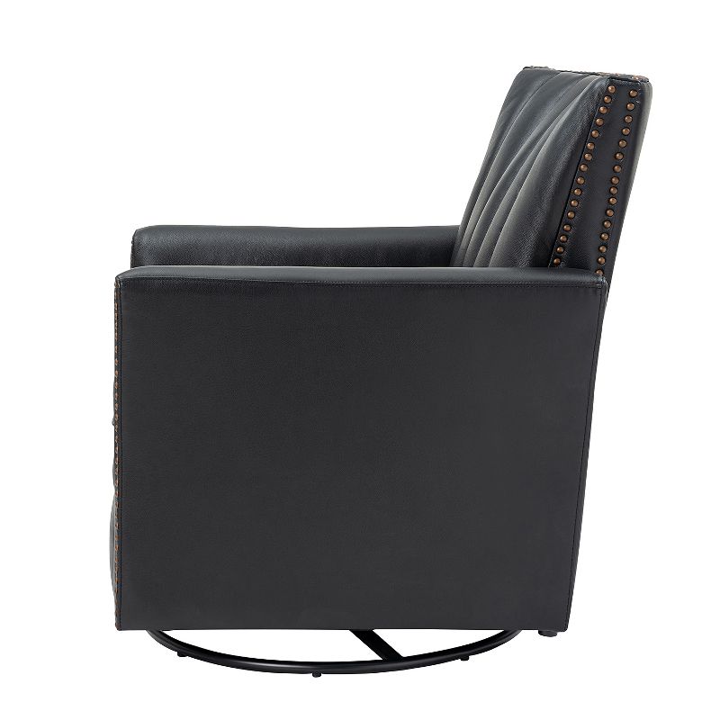 Eva Genuine Leather Swivel Rocker Armchair with Nailhead Trims for Living Room | ARTFUL LIVING DESIGN, 4 of 12