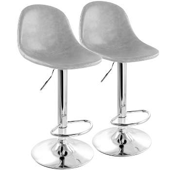 Elama 2 Piece Adjustable Plastic Bar Stools in Gray with Chrome Base